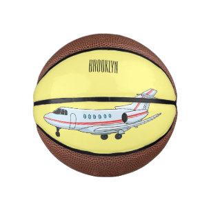 Private jet cartoon illustration mini basketball