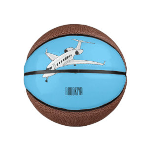 Private jet cartoon illustration mini basketball