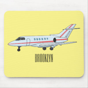 Private jet cartoon illustration mouse pad