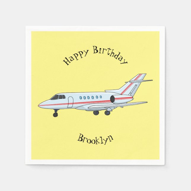 Private jet cartoon illustration  napkin (Front)