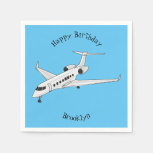 Private jet cartoon illustration napkin