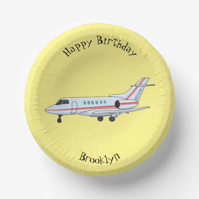 Private jet cartoon illustration paper plate (Front)