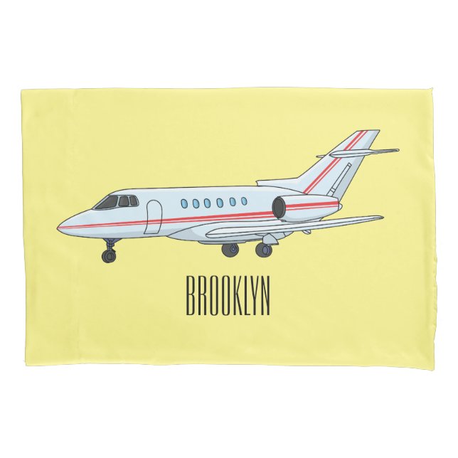 Private jet cartoon illustration pillowcase (Front)