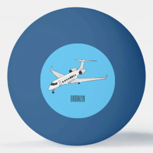 Private jet cartoon illustration ping pong ball