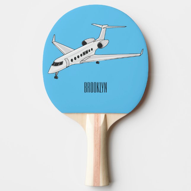 Private jet cartoon illustration ping pong paddle (Front)