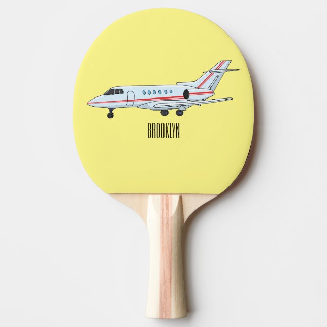 Private jet cartoon illustration ping pong paddle (Front)