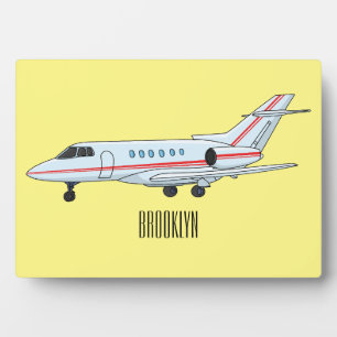 Private jet cartoon illustration  plaque