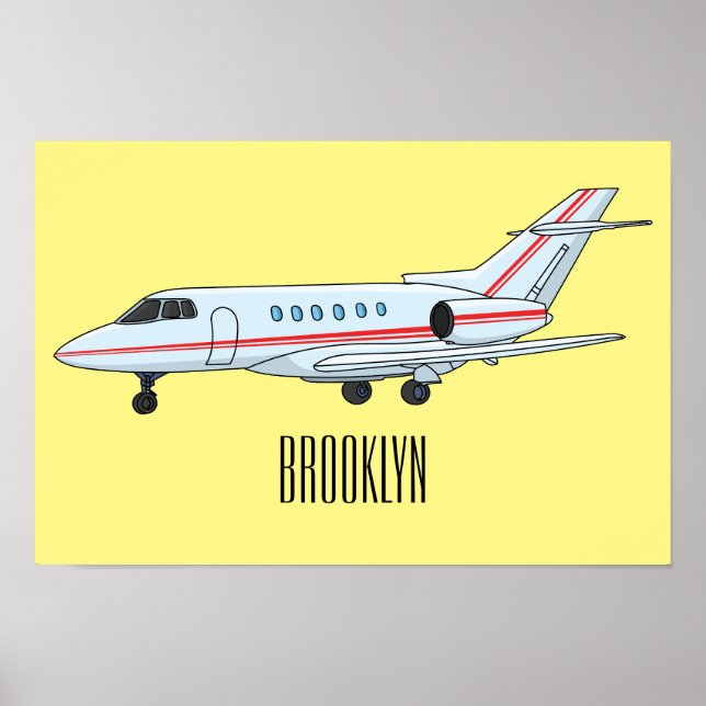 Private jet cartoon illustration poster (Front)