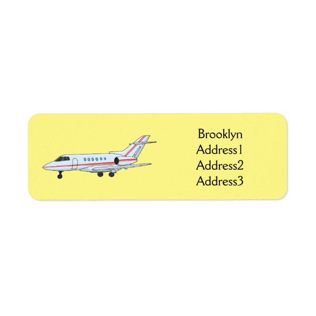 Private jet cartoon illustration return address label (Front)