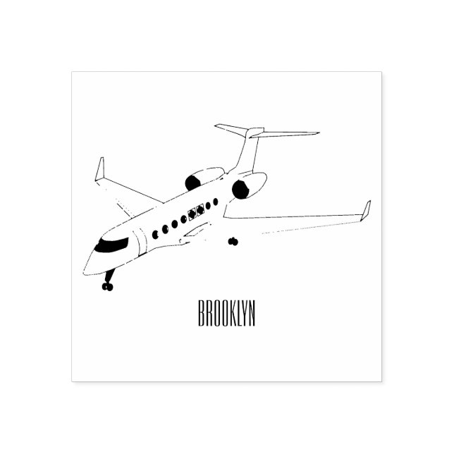 Private jet cartoon illustration rubber stamp (Imprint)