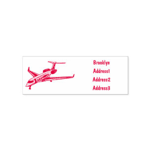 Private jet cartoon illustration self-inking stamp