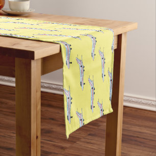 Private jet cartoon illustration short table runner