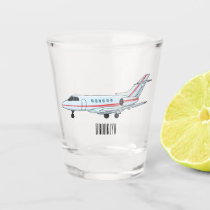Private jet cartoon illustration shot glass