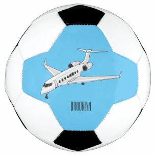 Private jet cartoon illustration soccer ball