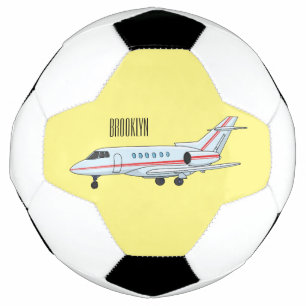 Private jet cartoon illustration soccer ball