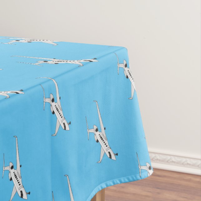 Private jet cartoon illustration tablecloth (In Situ)
