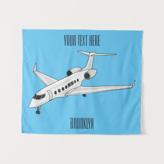 Private jet cartoon illustration tapestry (Front (Horizontal))