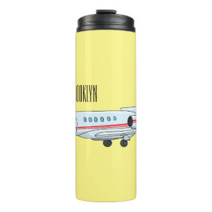 Private jet cartoon illustration thermal tumbler