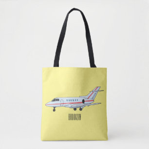 Private jet cartoon illustration tote bag