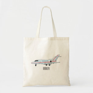 Private jet cartoon illustration tote bag