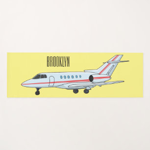 Private jet cartoon illustration yoga mat