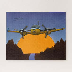 Private jet. Sunset. Jigsaw Puzzle
