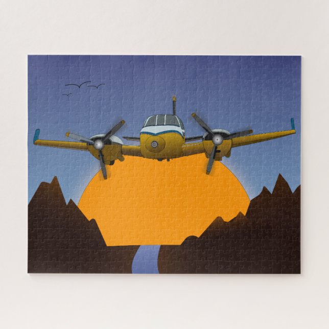 Private jet. Sunset. Jigsaw Puzzle (Horizontal)