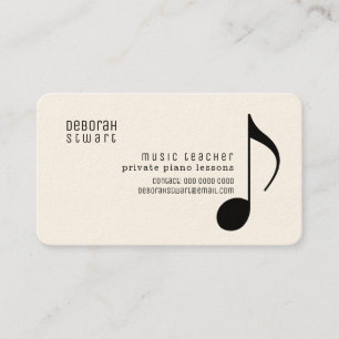 Private Lessons music teacher cream-paper Business Card