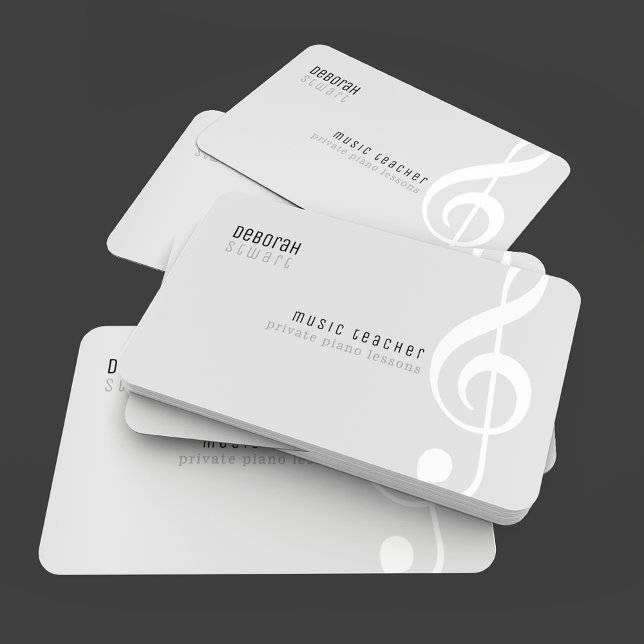 Private lessons music teacher pale grey business card (Creator Uploaded)