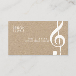 private lessons music teacher rustic kraft business card