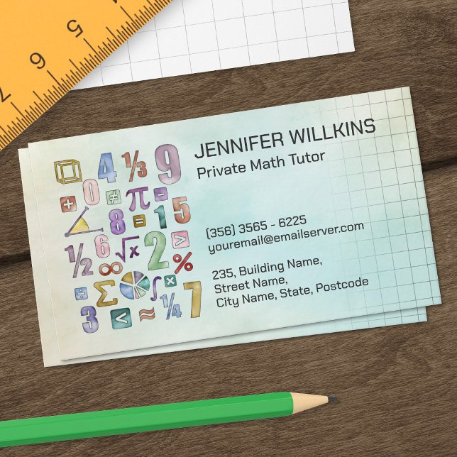 Private Math Tutor - Mathematics Educator Business Card (Creator Uploaded)