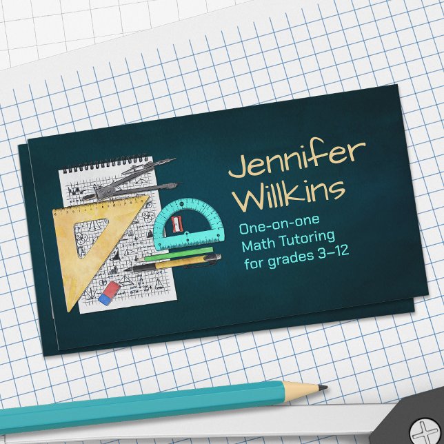 Private Math Tutor - Mathematics Educator Business Card (Creator Uploaded)