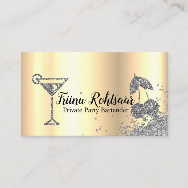 Private Party Bartender Bar Catering Drinks Business Card (Front)