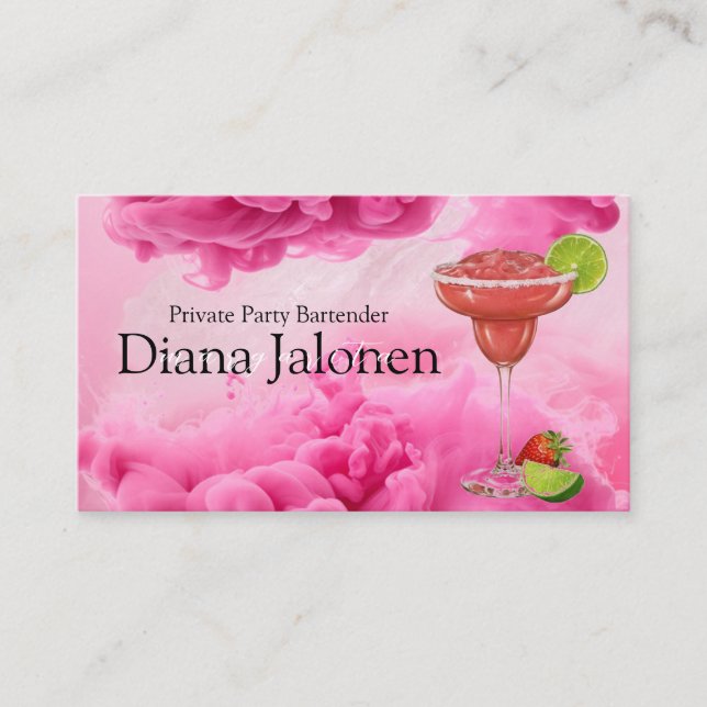 Private Party Bartender  Business Card (Front)