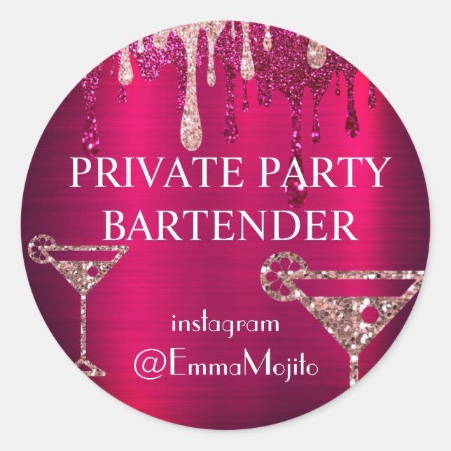 Private Party Bartender Deal Offer Classic Round S Classic Round Sticker (Front)
