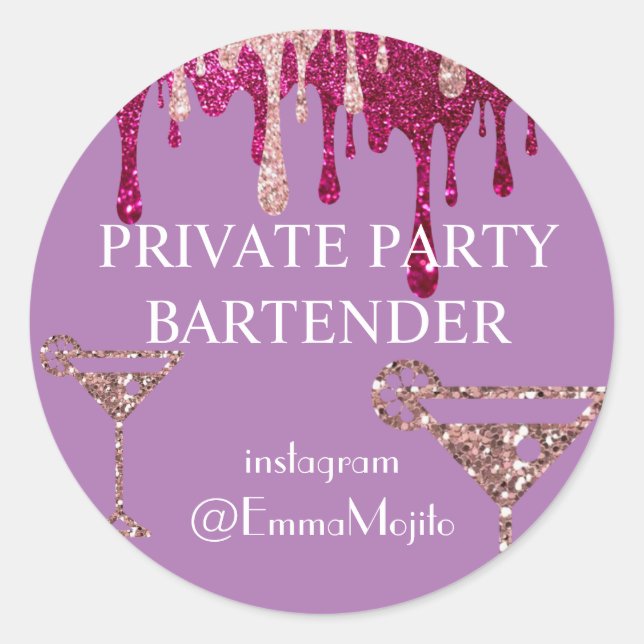 Private Party Bartender Deal Offer Classic Round S Sticker (Front)