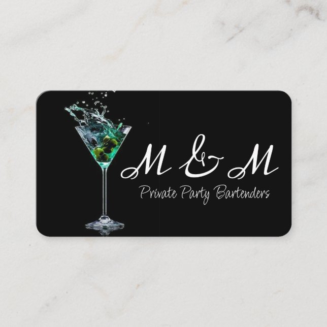 Private Party Bartender For Your Special Event Business Card (Front)