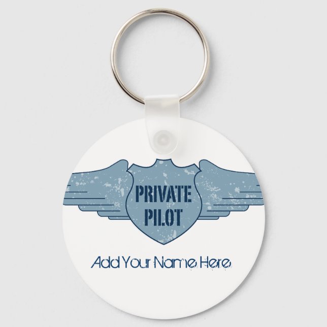 Private Pilot Blue Wings Key Ring (Front)
