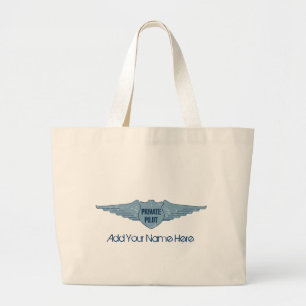 Private Pilot Blue Wings Large Tote Bag
