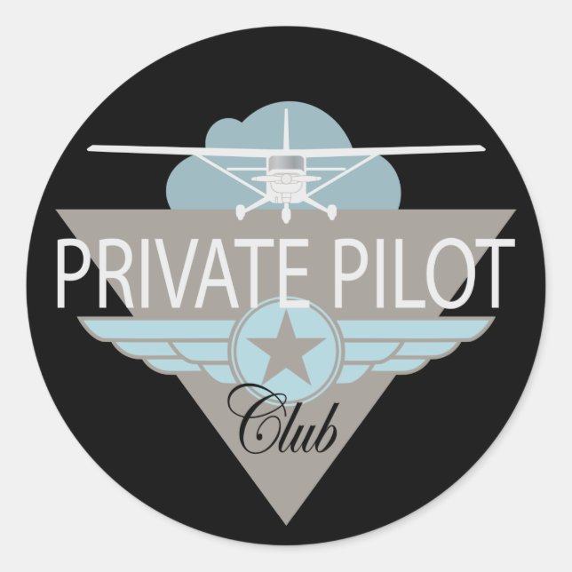 Private Pilot Club Classic Round Sticker (Front)