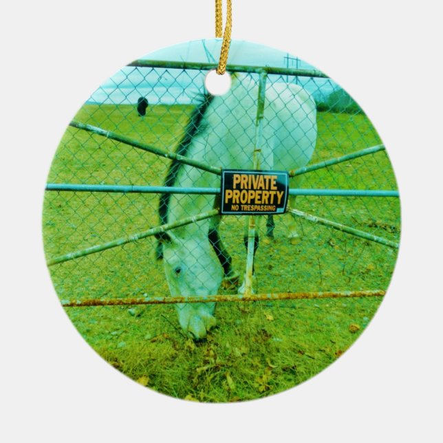 Private Property, Horse Ceramic Tree Decoration (Front)