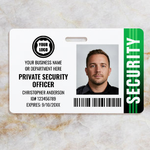 Private Security Guard Officer ID Photo Logo Green ID Badge