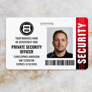 Private Security Guard Officer ID Photo Logo Red ID Badge