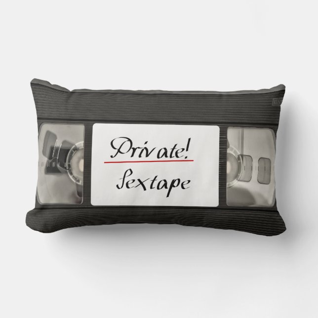 Private sextape! Naughty VHS tape retro design Lumbar Cushion (Front)