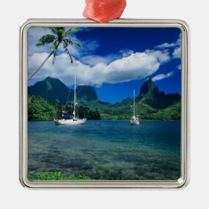 Private yachts anchored in Opunohu Bay on the Metal Ornament