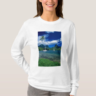 Private yachts anchored in Opunohu Bay on the T-Shirt