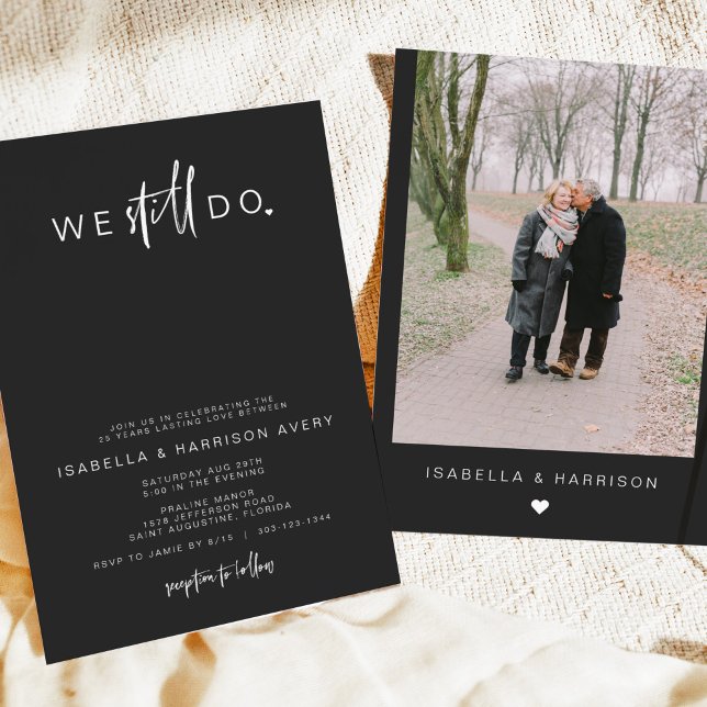 PRIYA Black Contemporary Photo Vow Renewal Invitation (Creator Uploaded)