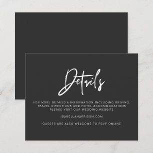 PRIYA Modern Black Wedding Details Card
