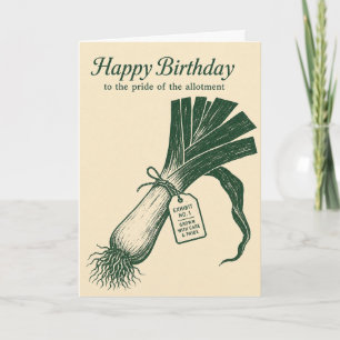Prize Leek Linocut Birthday Card Gardener