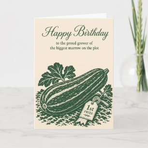 Prize Marrow Linocut Birthday Card Gardener